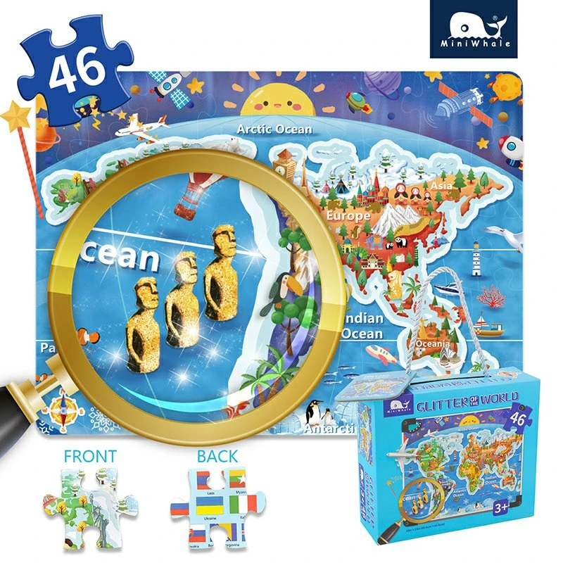 Double-Sided Cartoon World Map Puzzle