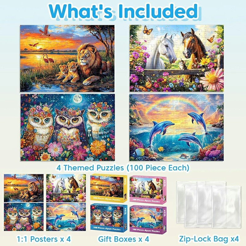 Fun 4-Pack 100-Piece Puzzles factory